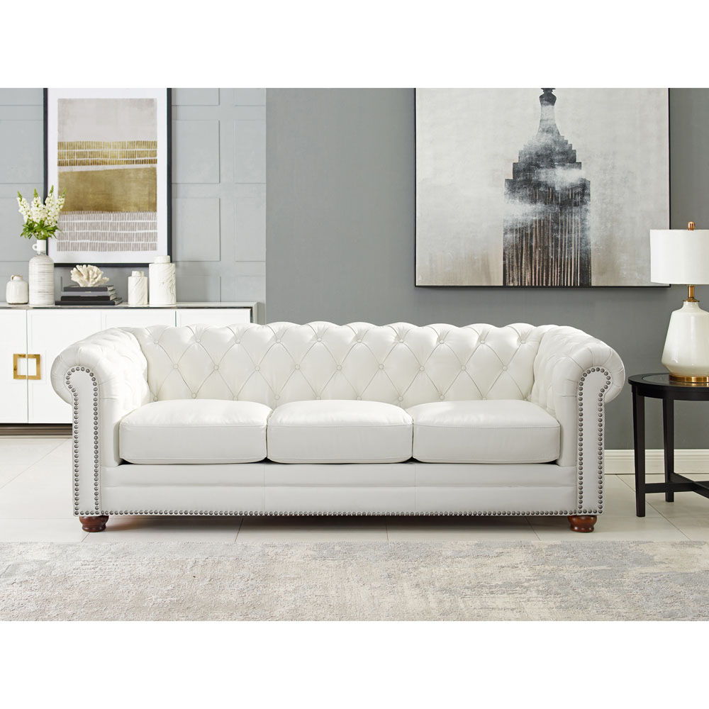 Aliso - Leather Sofa - Creamy White