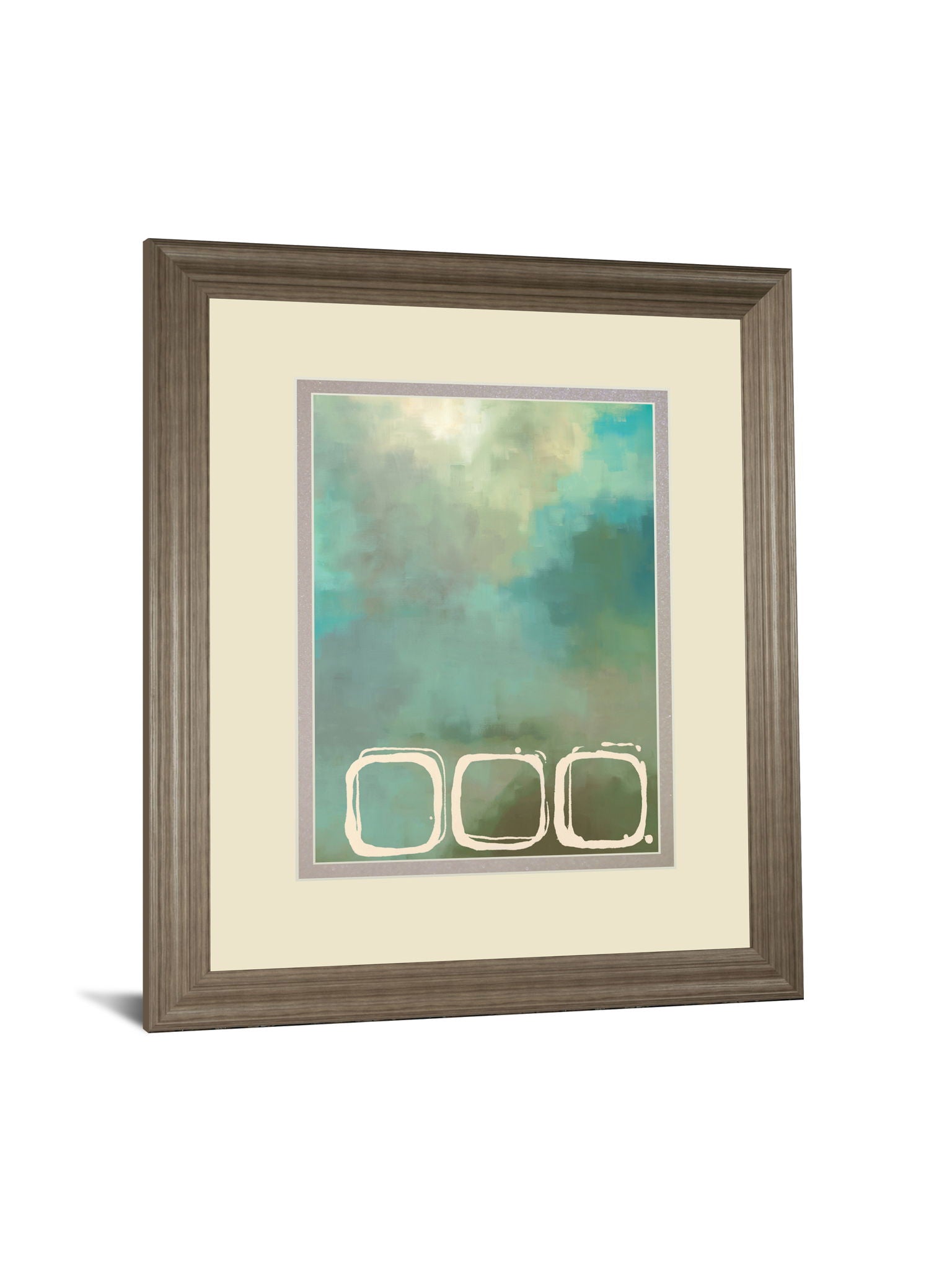 Retro In Aqua And Khaki Il By Laurie Maitland - Framed Print Wall Art - Beige