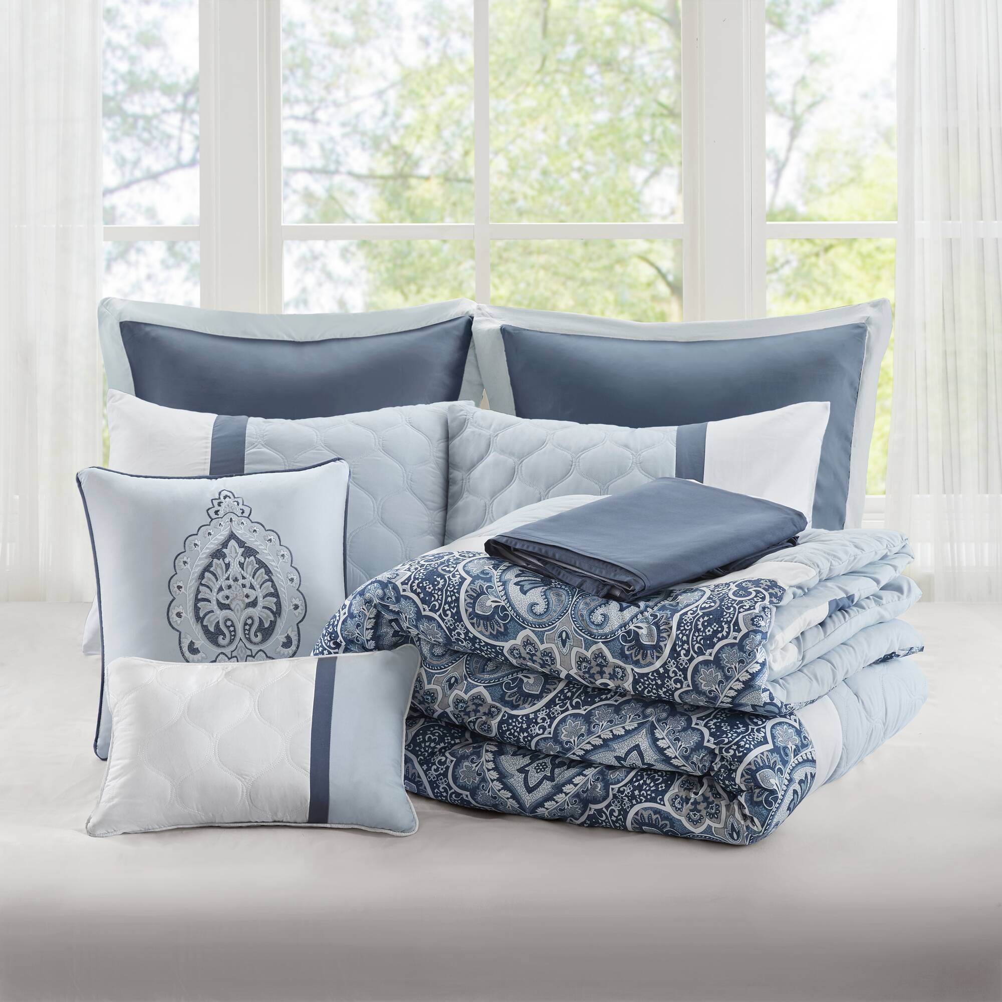 Shawnee - California King 8 Piece Comforter Set - Blue