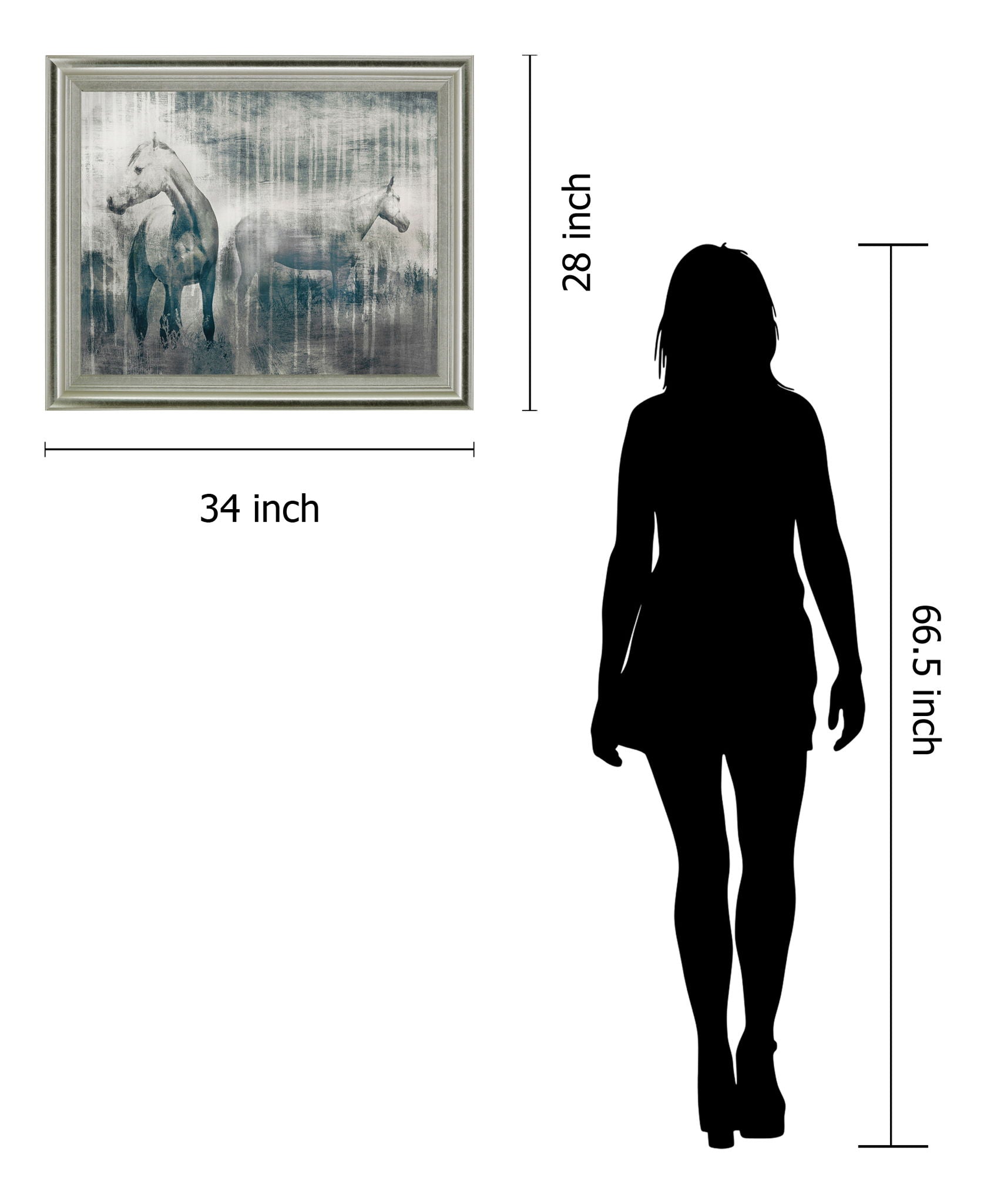 Misty Equines - 28" x 34" Framed Wall Art - Gray