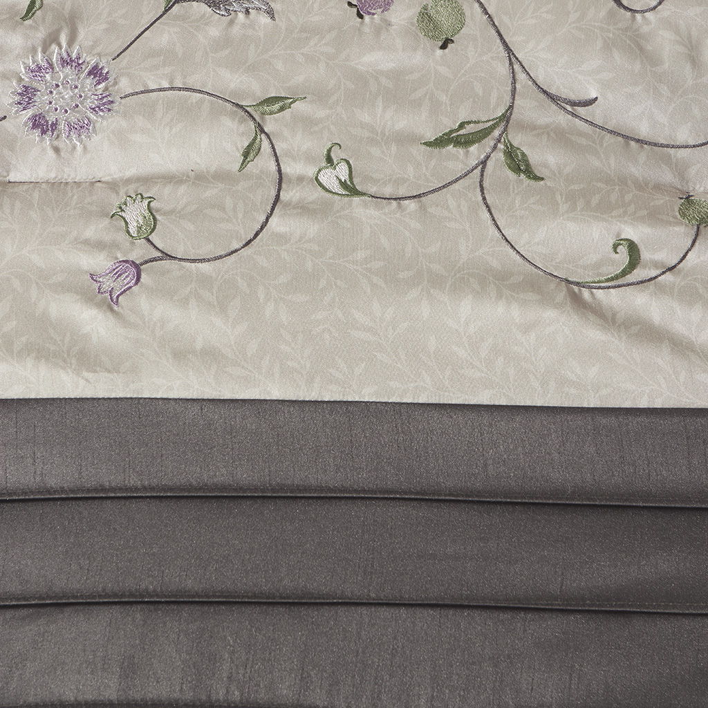 Serene - King Embroidered Piece Comforter (Set of 7) - Purple
