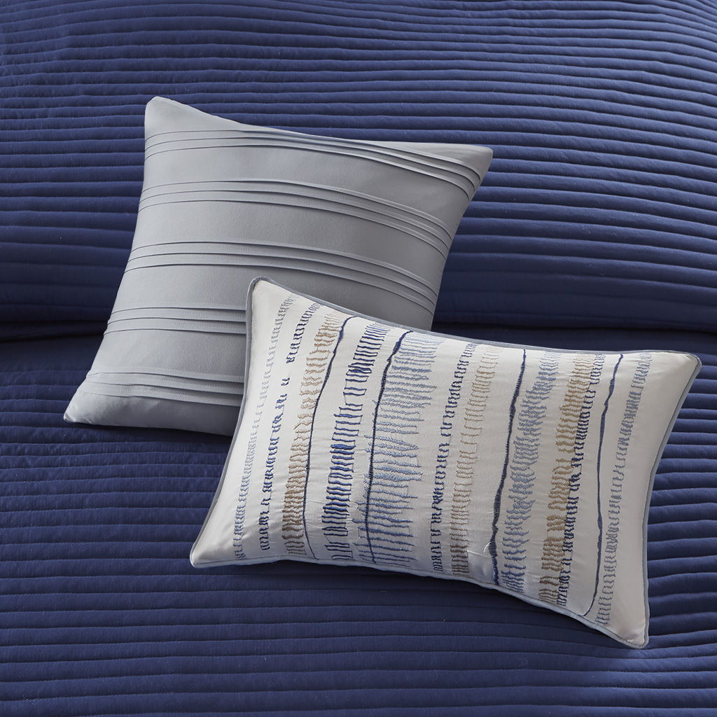 Marina - 8 Piece Printed Comforter And Coverlet Set Collection - Blue