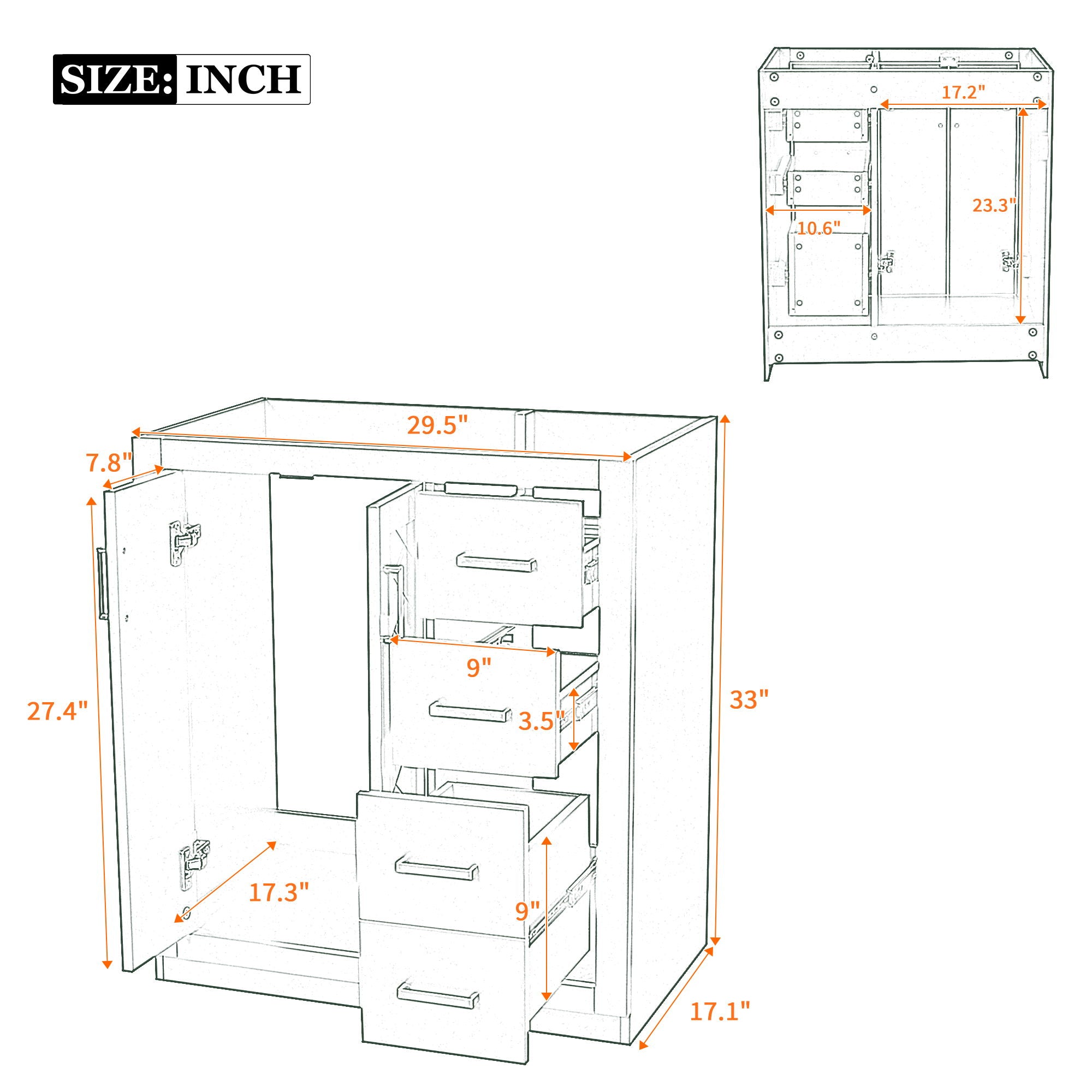 Retro Style Bathroom Vanity With 3 Drawers & Soft-Closing Doors