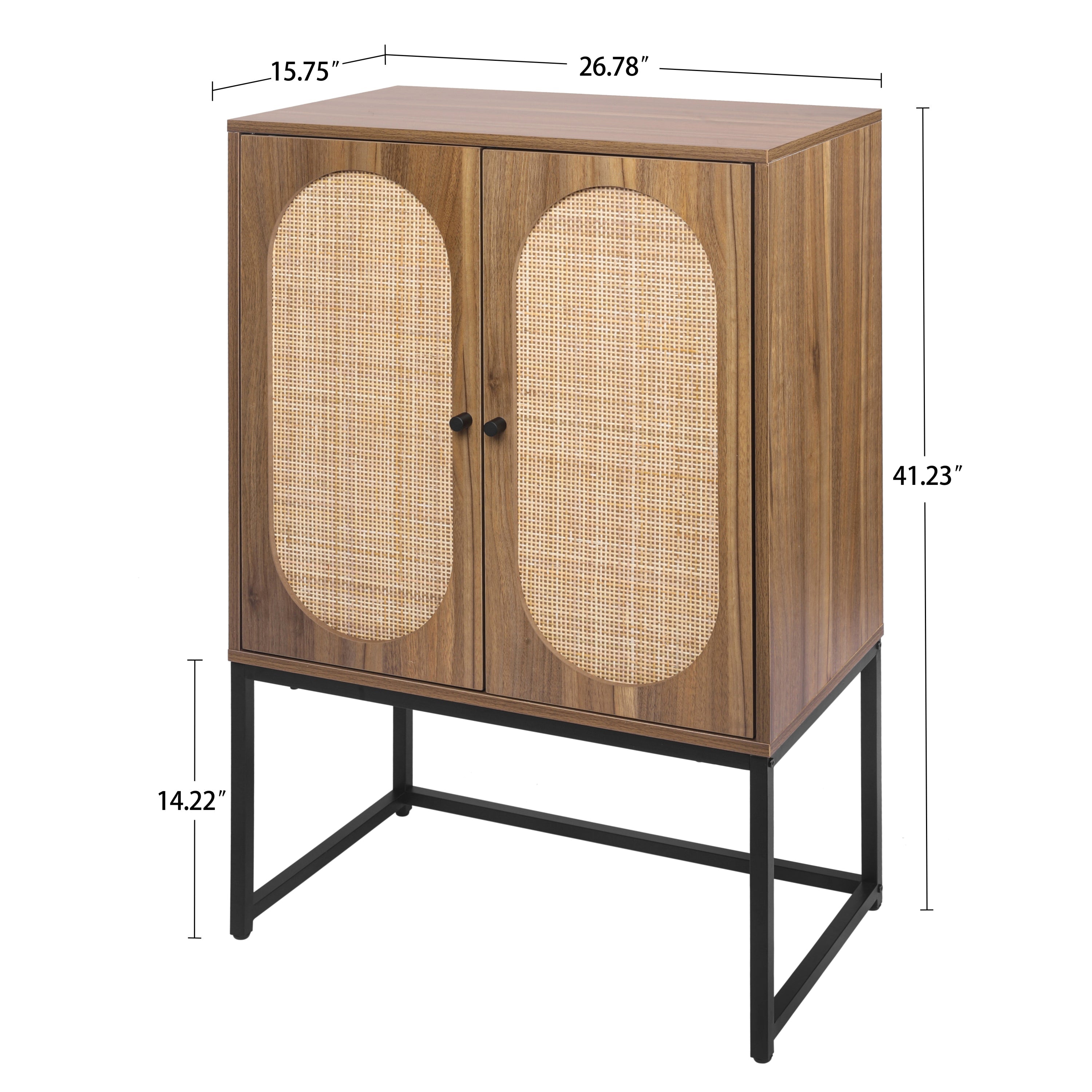 Natural rattan, Allen 2 Door high cabinet, rattan, Built-in adjustable shelf, Easy Assembly, Free Standing Cabinet for Living Room Bedroom