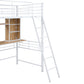 Twin Size Loft Bed with Desk and Shelf , Loft Bed with Ladder,Twin,White