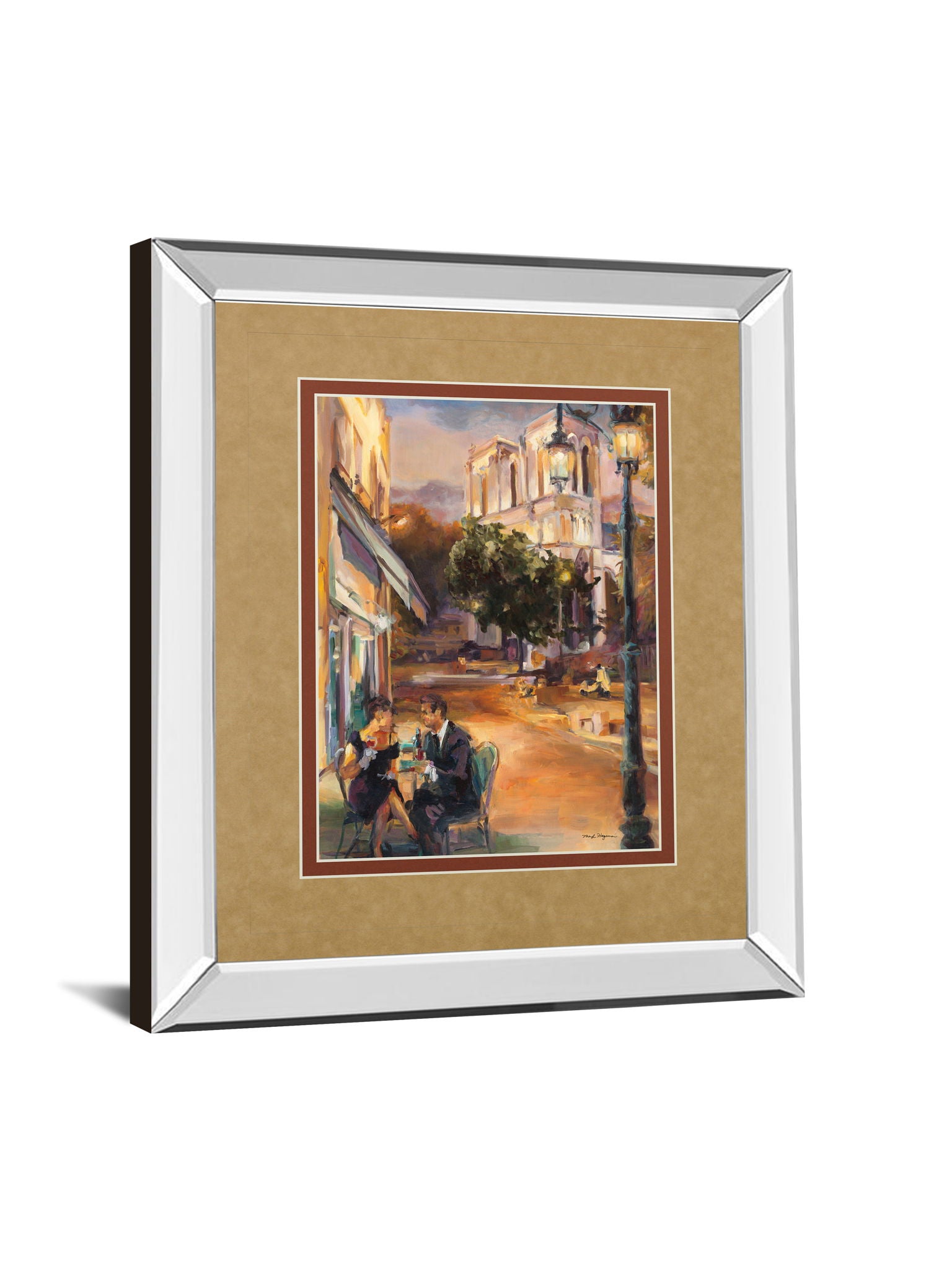 Twilight Time In Paris By Marilyn Hageman - Mirror Framed Print Wall Art - Light Brown