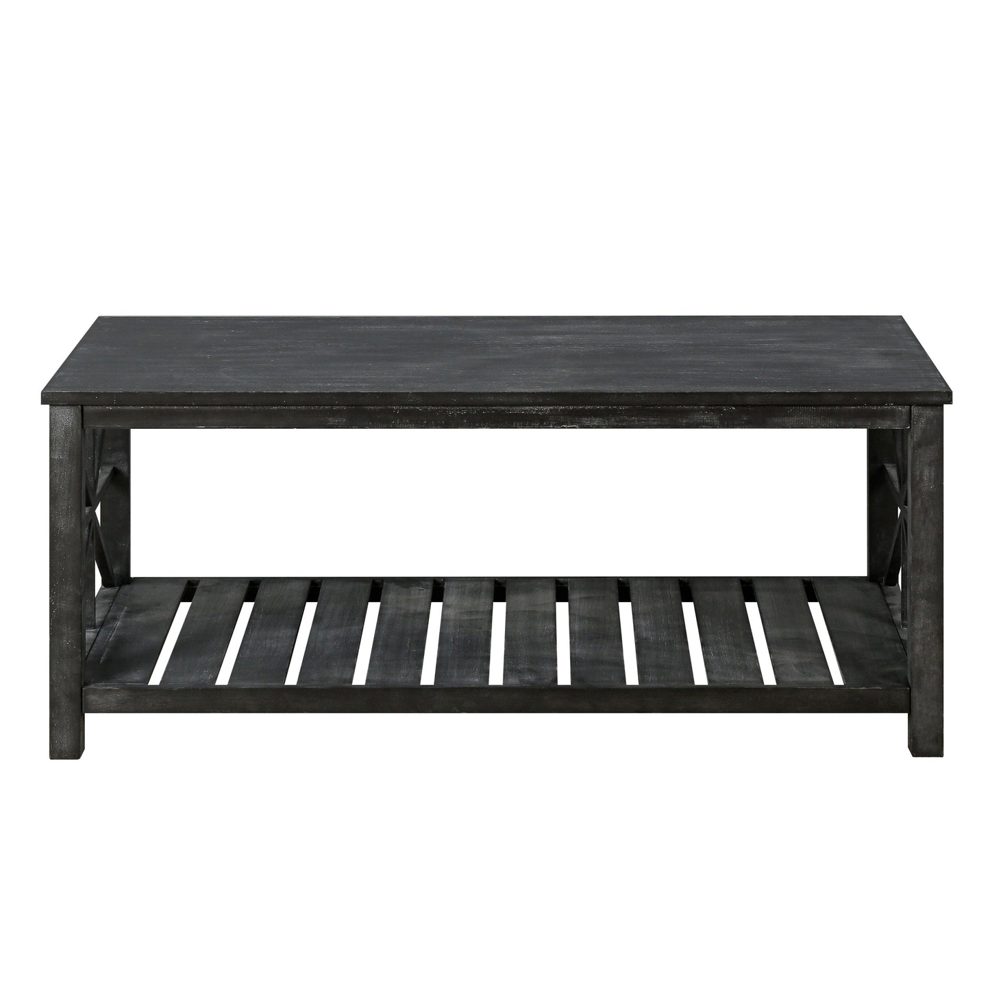 52''W  Handcrafted Coffee Table In Front Of The Sofa Or Loveseat For Living Room(Antique Black Color)