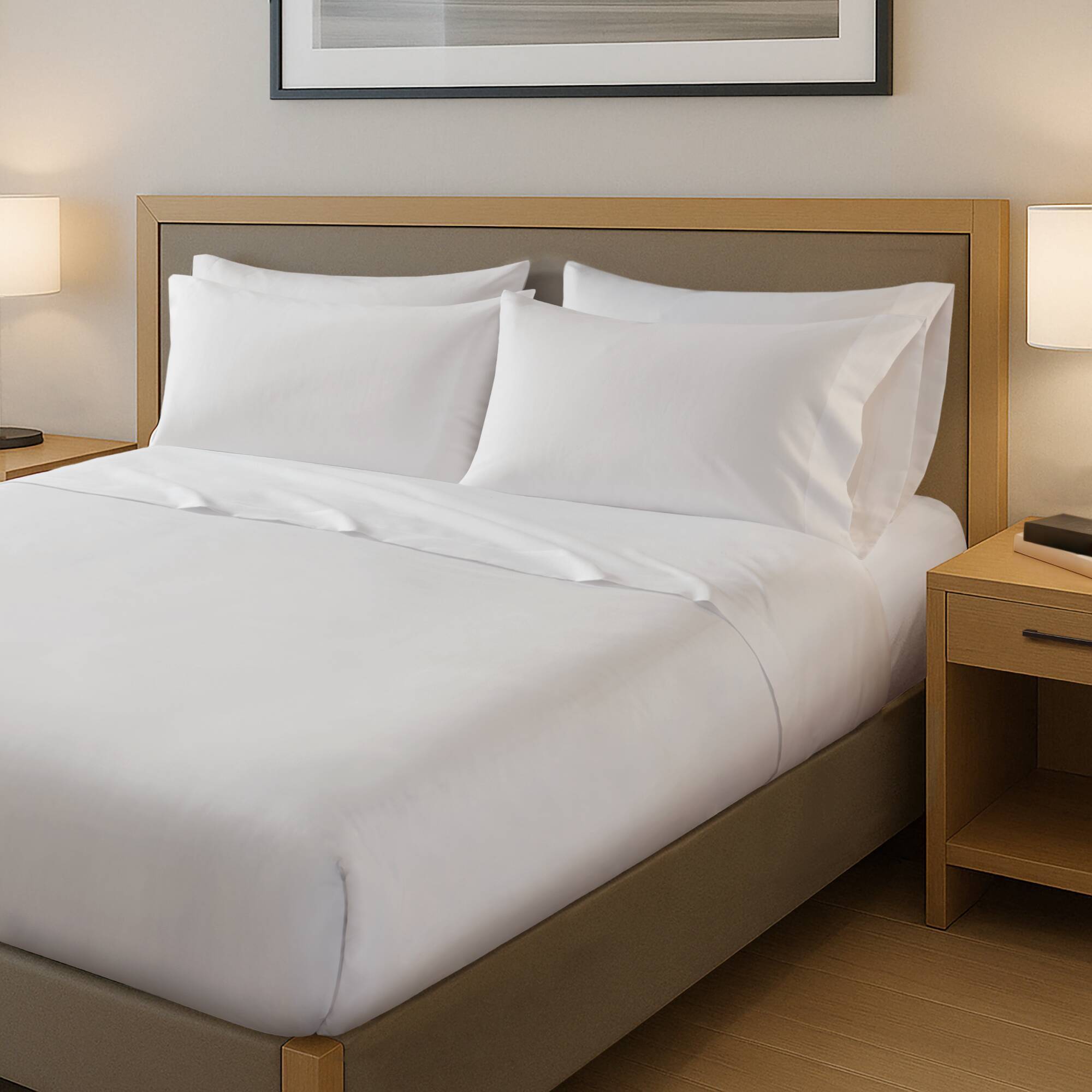 Plain Weave - King Essential Microfiber Sheet Set - Bright White