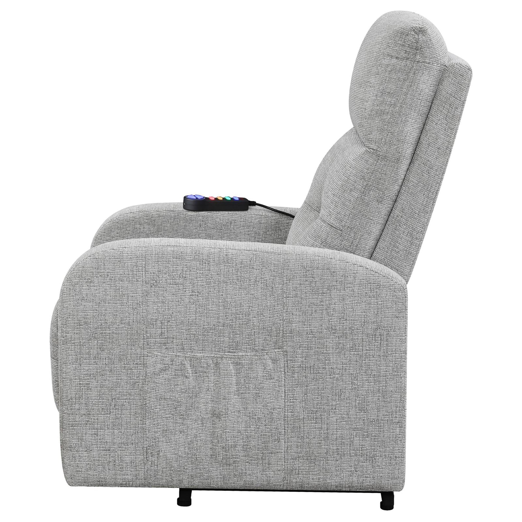 Grey Tufted Power Lift Recliner