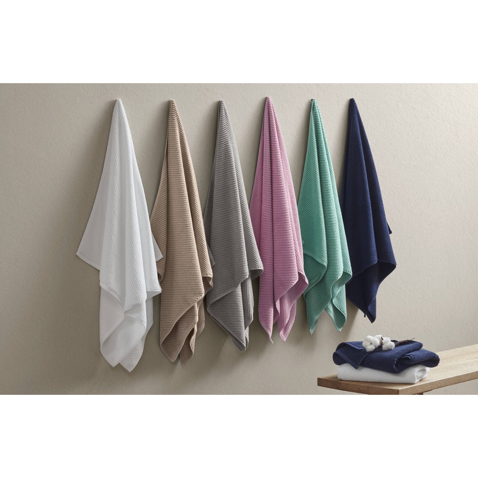 Diagonal Ribbed - 6 Piece Washcloths Set - Navy