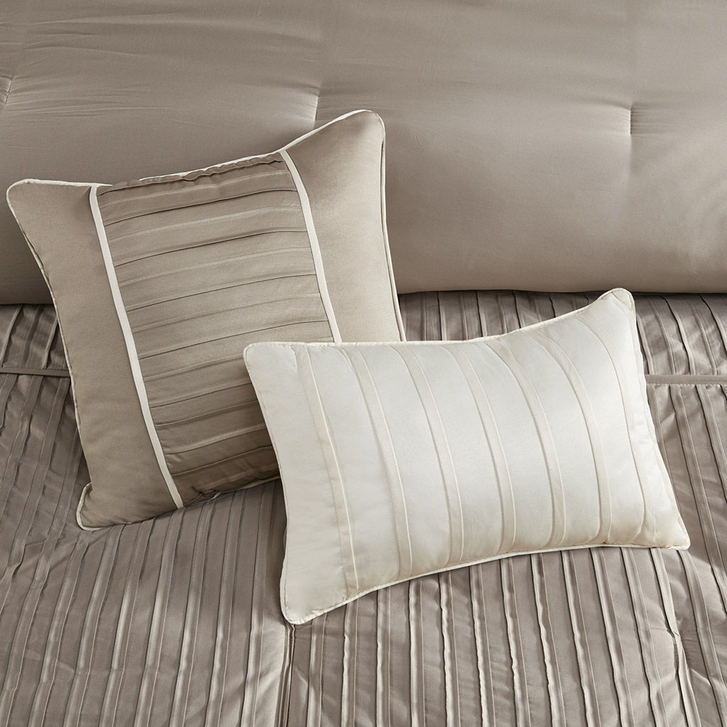 Trinity - California King Piece Comforter (Set of 7) - Taupe