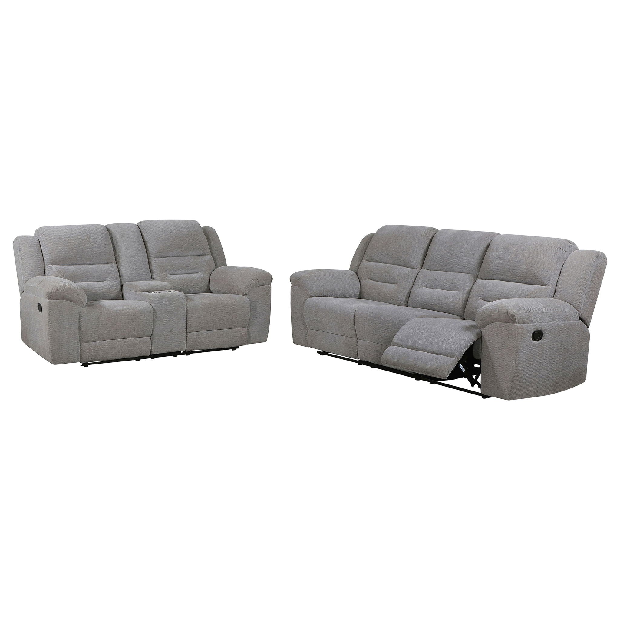 Sebring - 2 Piece Upholstered Reclining Sofa Set With Manual Recline - Gray