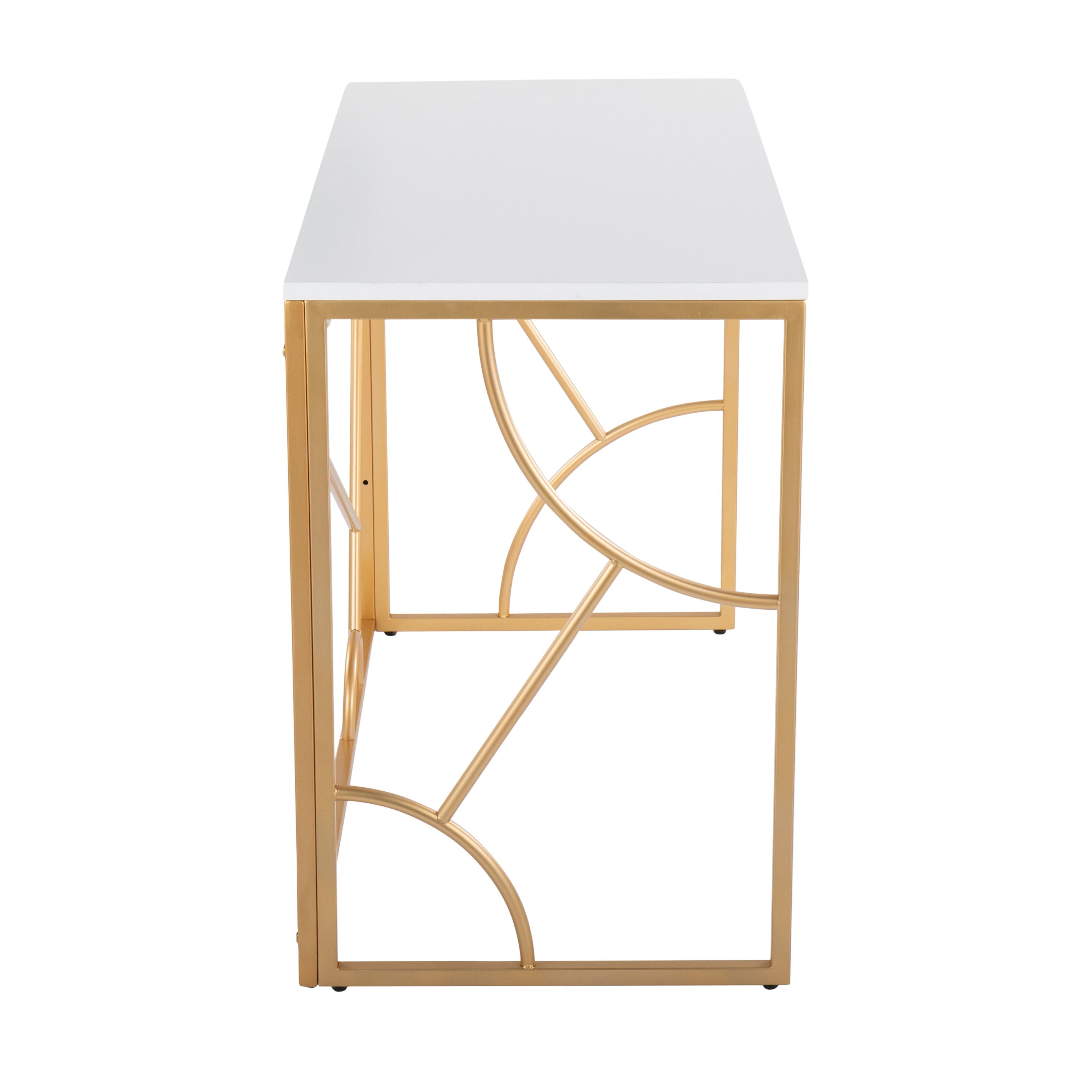 Constellation Contemporary Desk in Gold Metal and White Wood by LumiSource