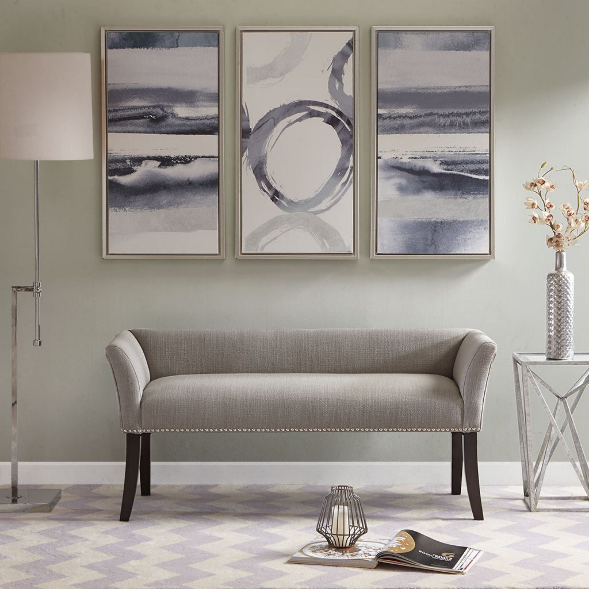 Elegant Design Bench Upholstery, Solid Wood Frame