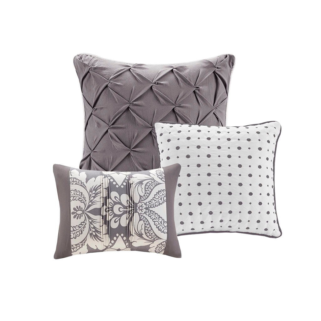 Vienna - King 6 Piece Printed Duvet Cover Set - Gray