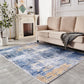 ZARA Collection Abstract Design Blue Gold Machine Washable Super Soft Area Rug