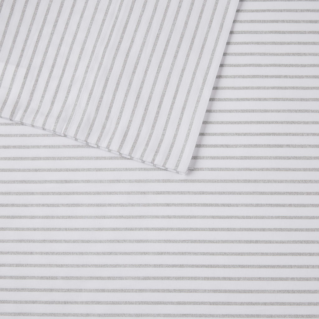 200 Thread Count Printed Cotton - Full Sheet Set - Gray Stripe