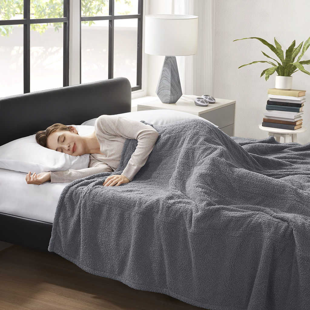 Dream Soft Heated - Full Blanket - Gray