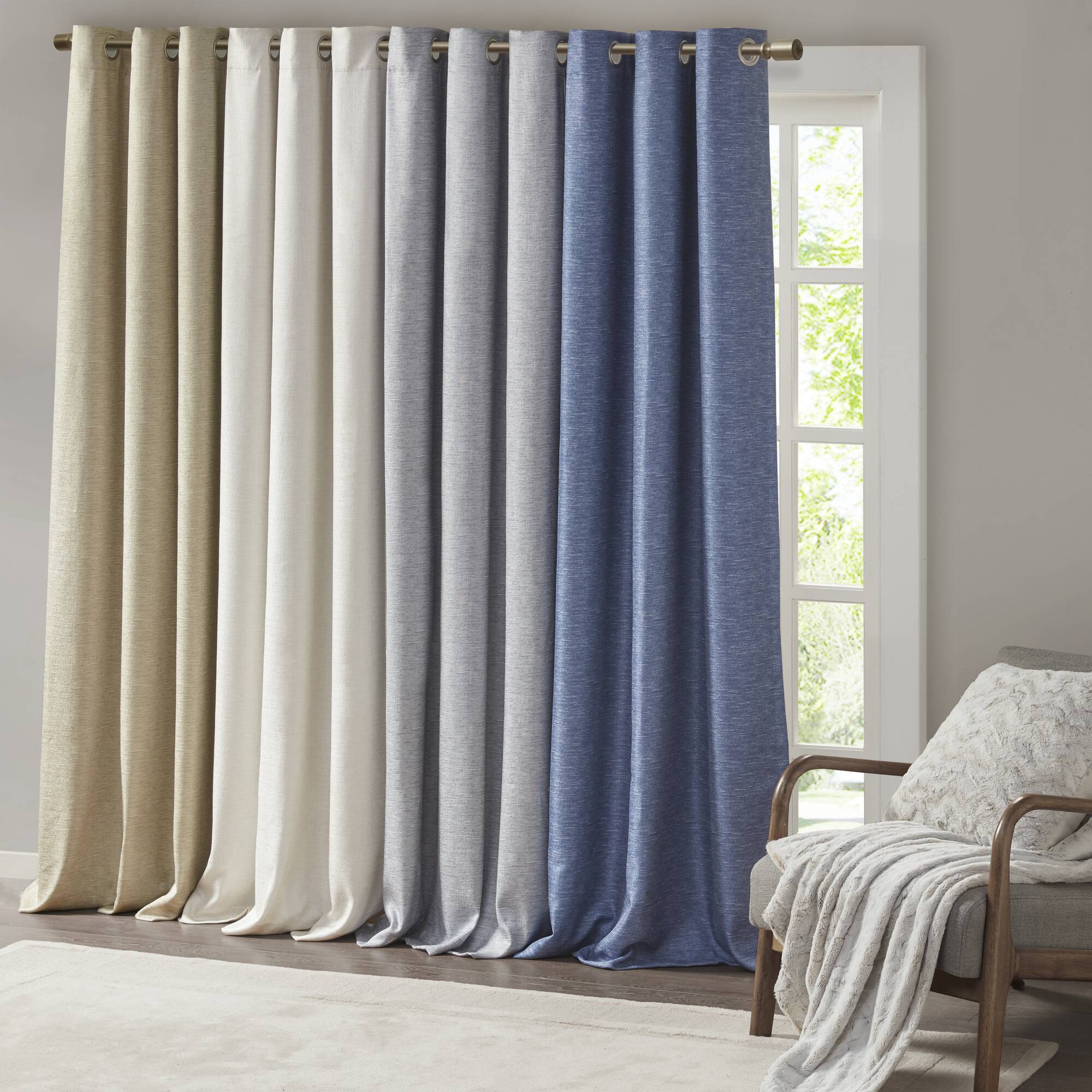 Como - 84" Tonal Printed Total Blackout Window Panel Pair - Taupe