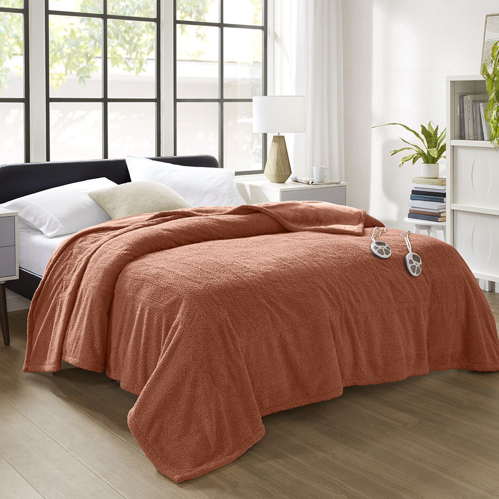 Dream Soft Heated - Queen Blanket - Rust