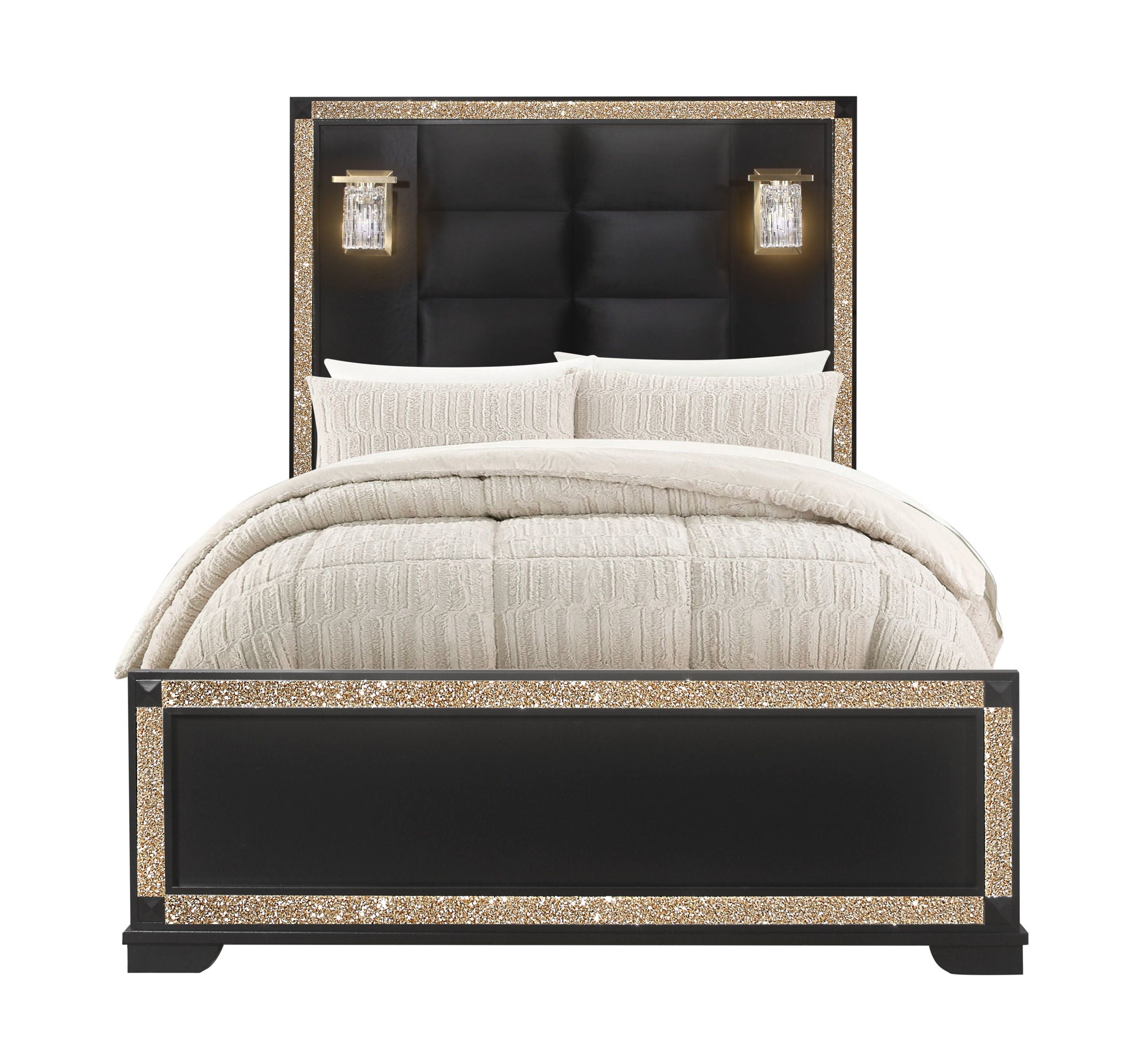 Blake - Full Bed Headboard & Footboard - Black / Gold
