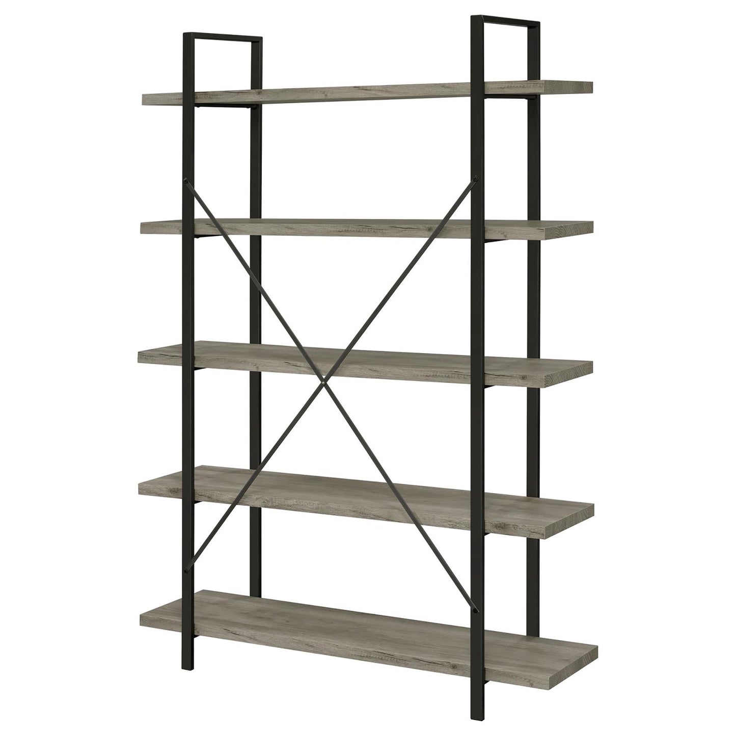 Grey Driftwood and Gunmetal 5-tier Bookcase