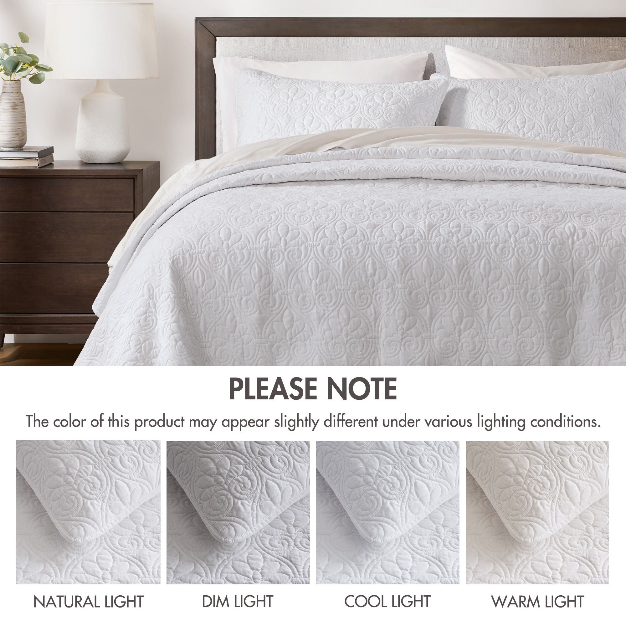 Quebec - Twin Reversible Coverlet Set - White