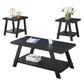 Athens Contemporary Replicated Wood Shelf Coffee Set Table in Black Finish