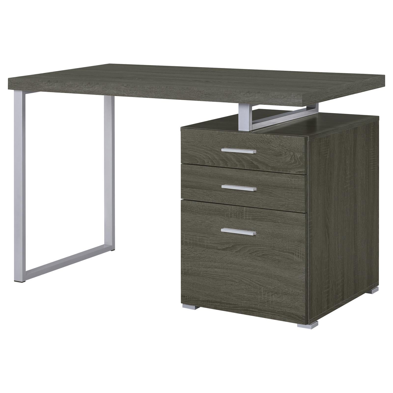 Weathered Grey 3-drawer Reversible Office Desk