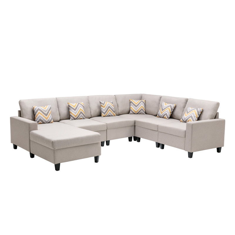 Nolan - Fabric 6 Piece Sectional Sofa With Pillows And Interchangeable Legs