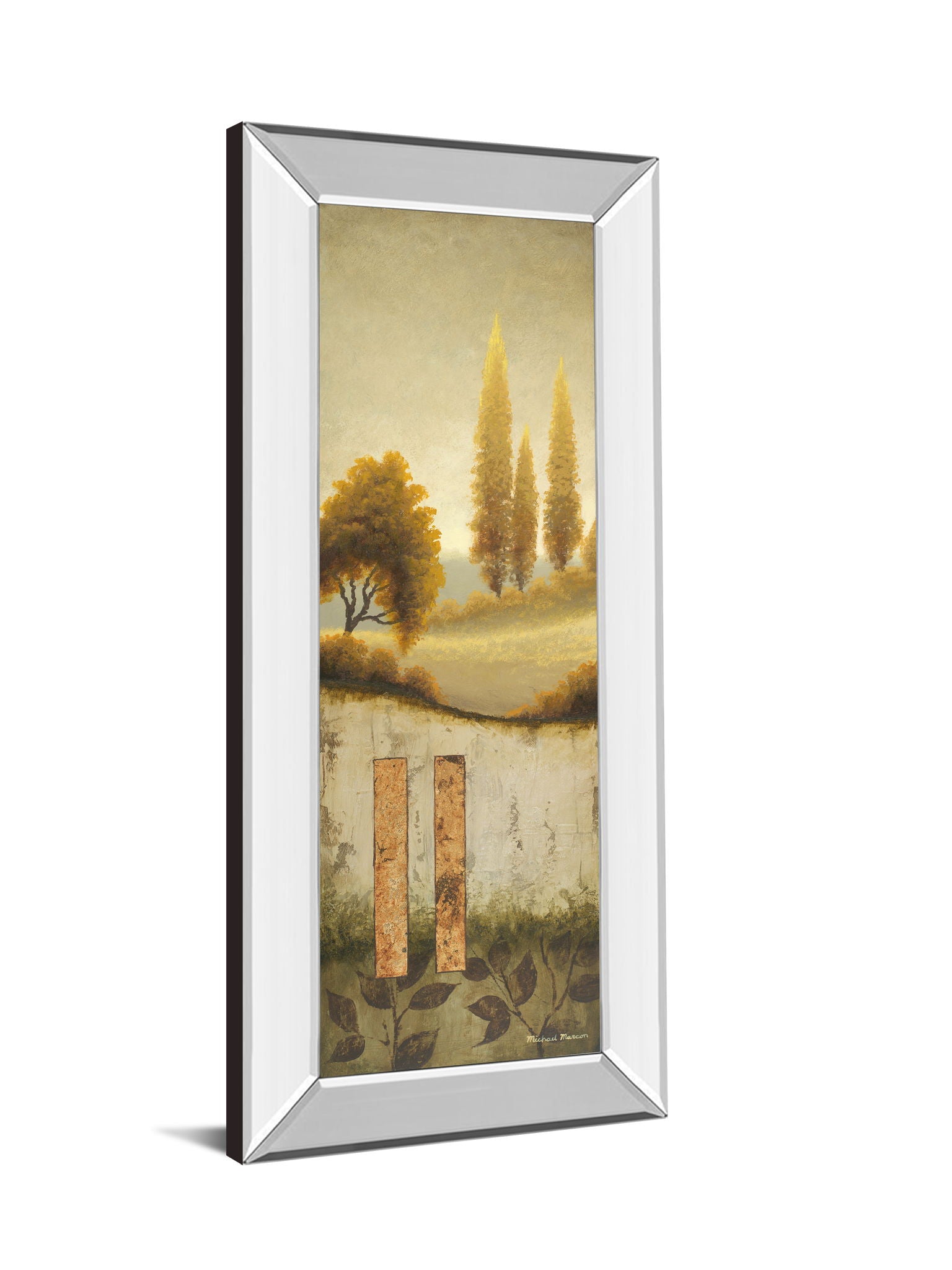Beyond The Village By Michael Marcon - Mirror Framed Print Wall Art - Beige