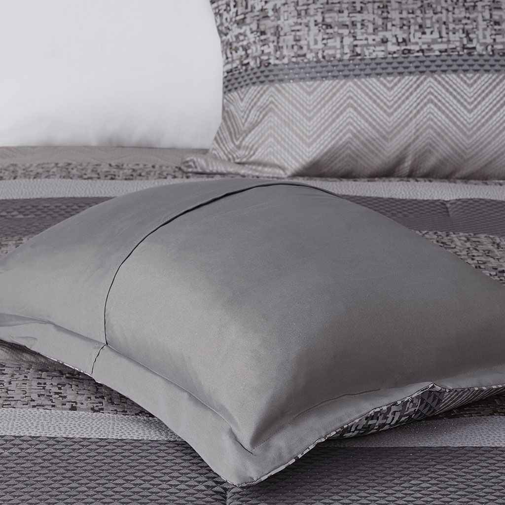 Rhapsody - King 7 Piece Comforter Set - Gray / Taupe
