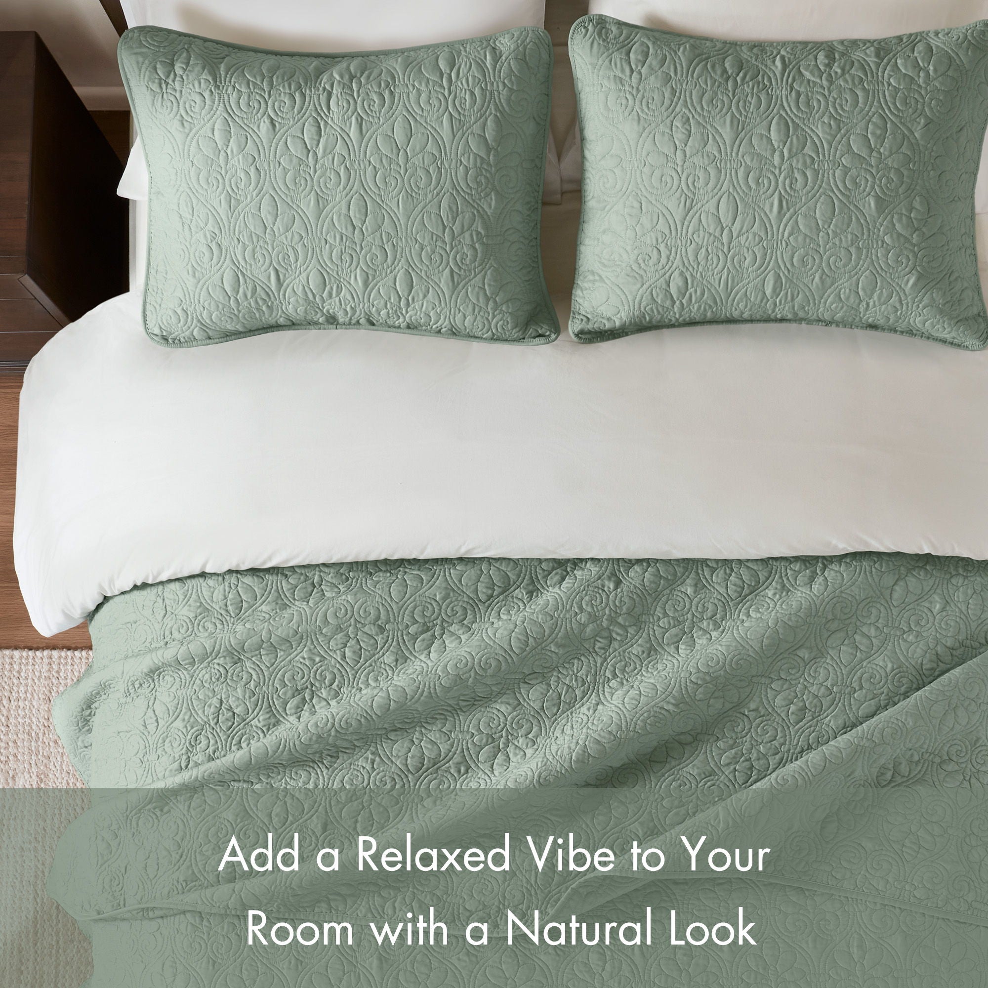 Quebec - Reversible Coverlet Set - Seafoam