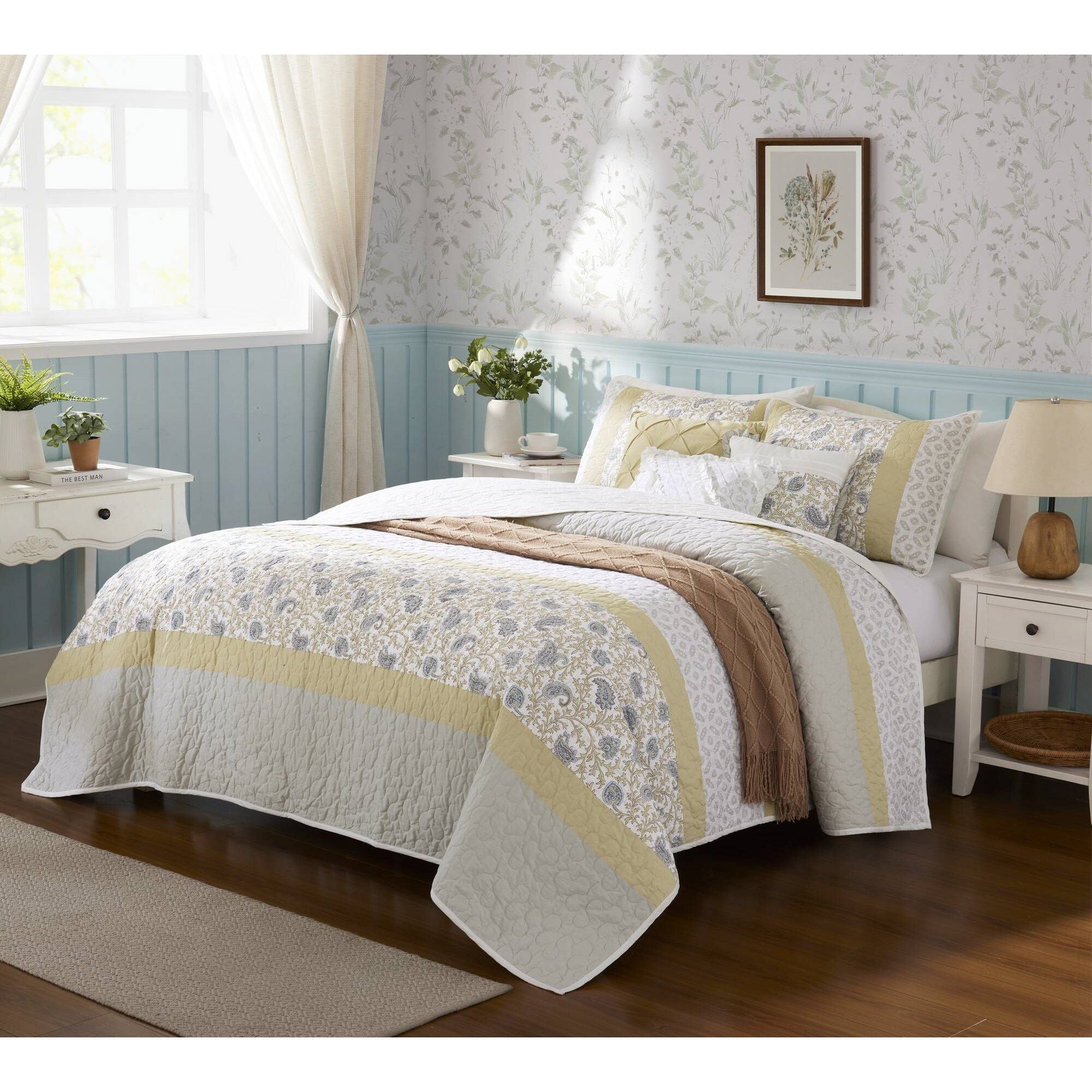 Dawn - King 6 Piece Reversible Coverlet Set - Yellow
