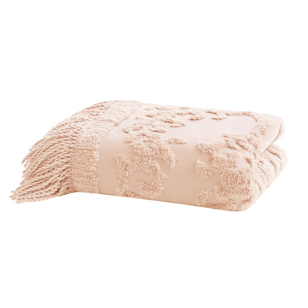 Chloe - Throw With Fringe Tassel - Blush