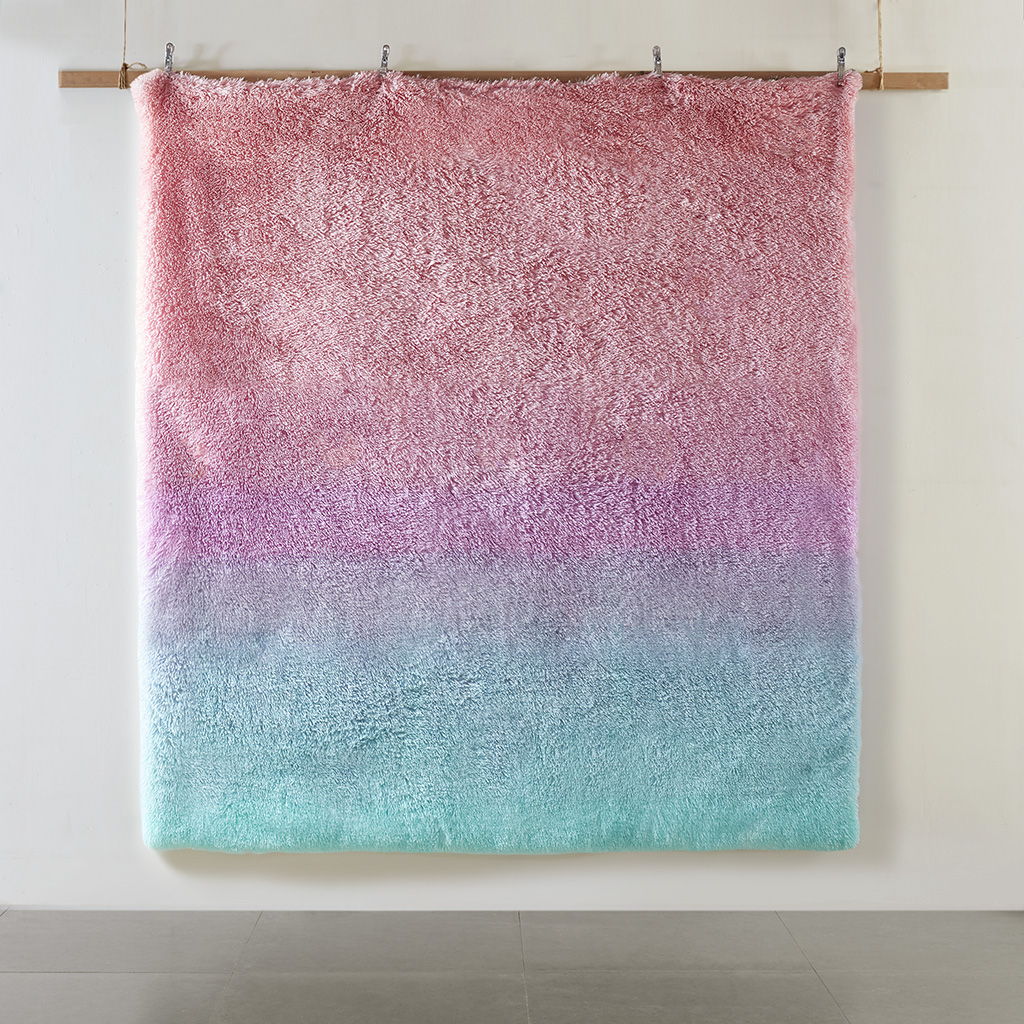 Primrose - Ombre Shaggy Faux Fur Twin Comforter Set - Purple Multi