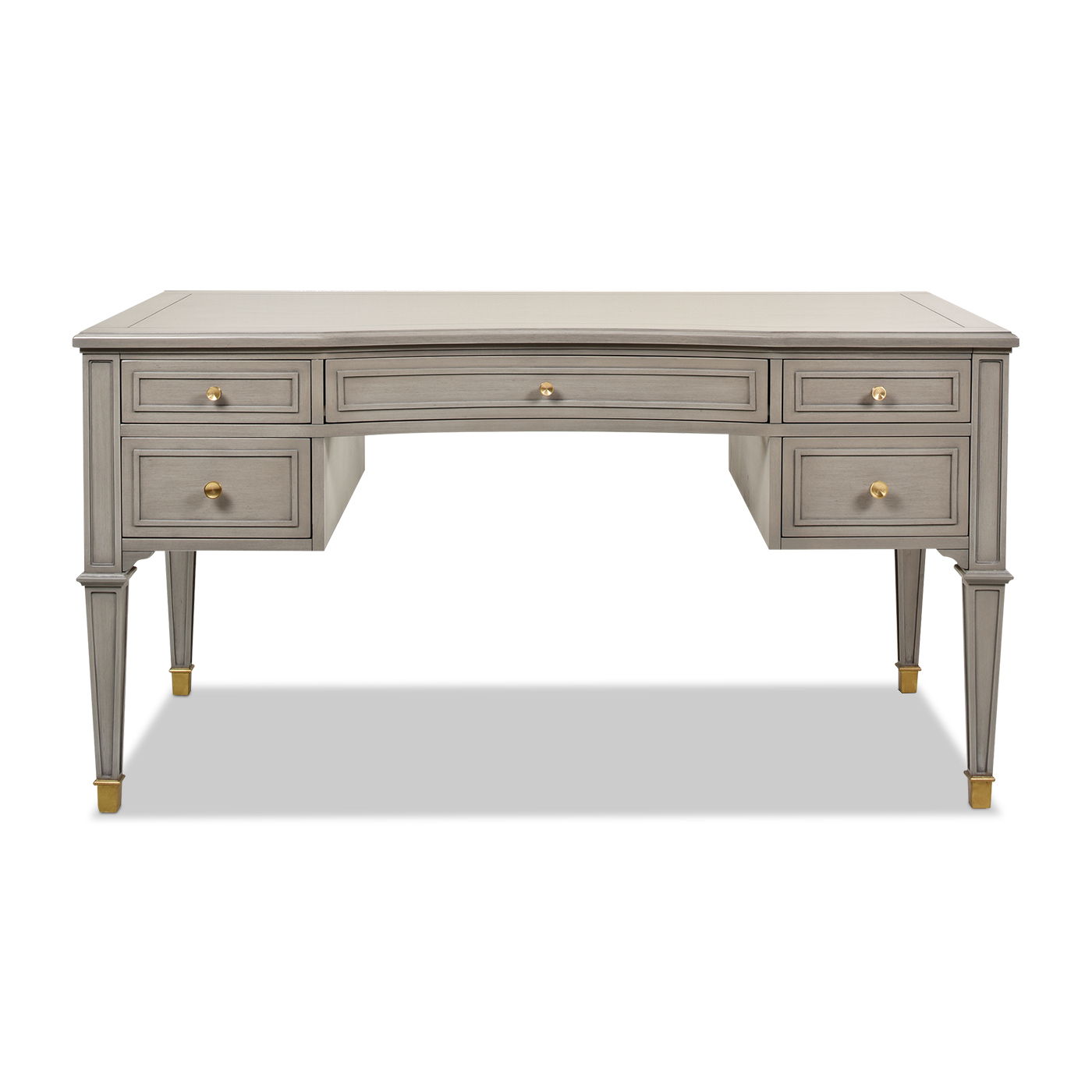 Dauphin - Gold Accent 5 Drawer Executive Desk - Gray Cashmere