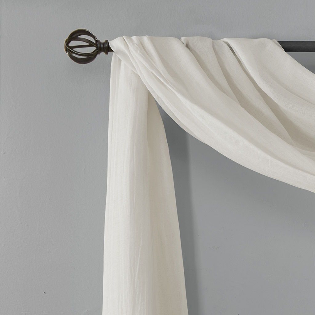 Harper - 144" Solid Crushed Scarf Sheer - White