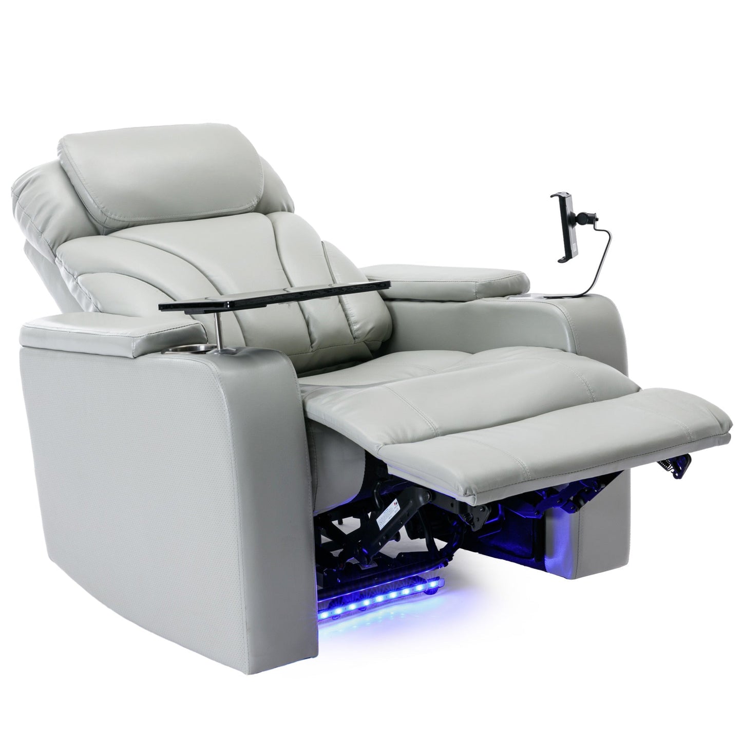 Power Motion Recliner with USB Charging Port and Hidden Arm Storage, Home Theater Seating with Convenient Cup Holder Design ,and stereo(light grey)