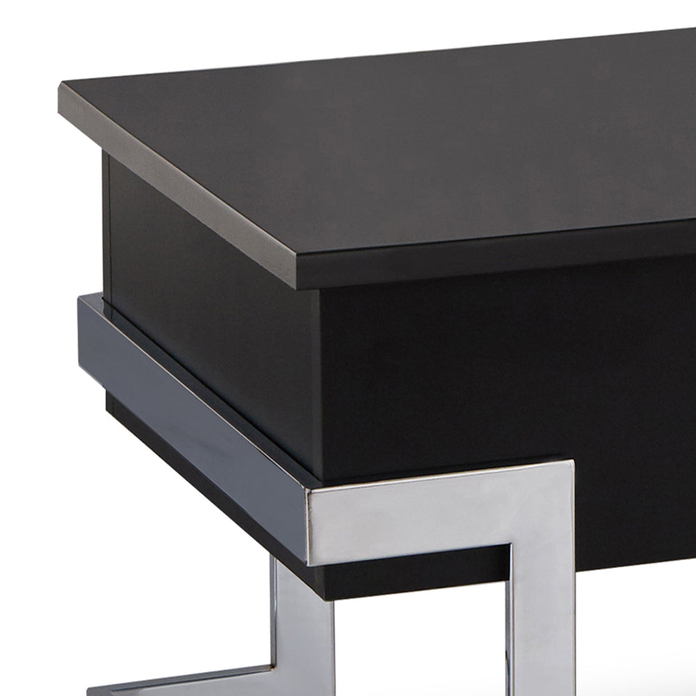 Black High Gloss and Chrome Coffee Table with Lift Top