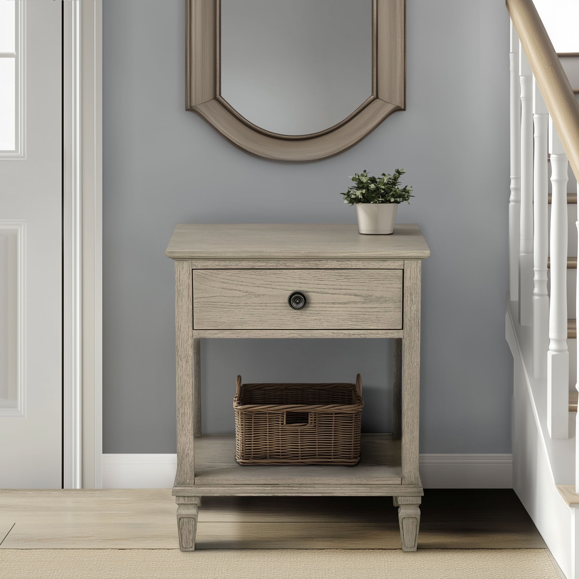 Victoria - One-Drawer Bedside Table With Shelf - Reclaimed Gray