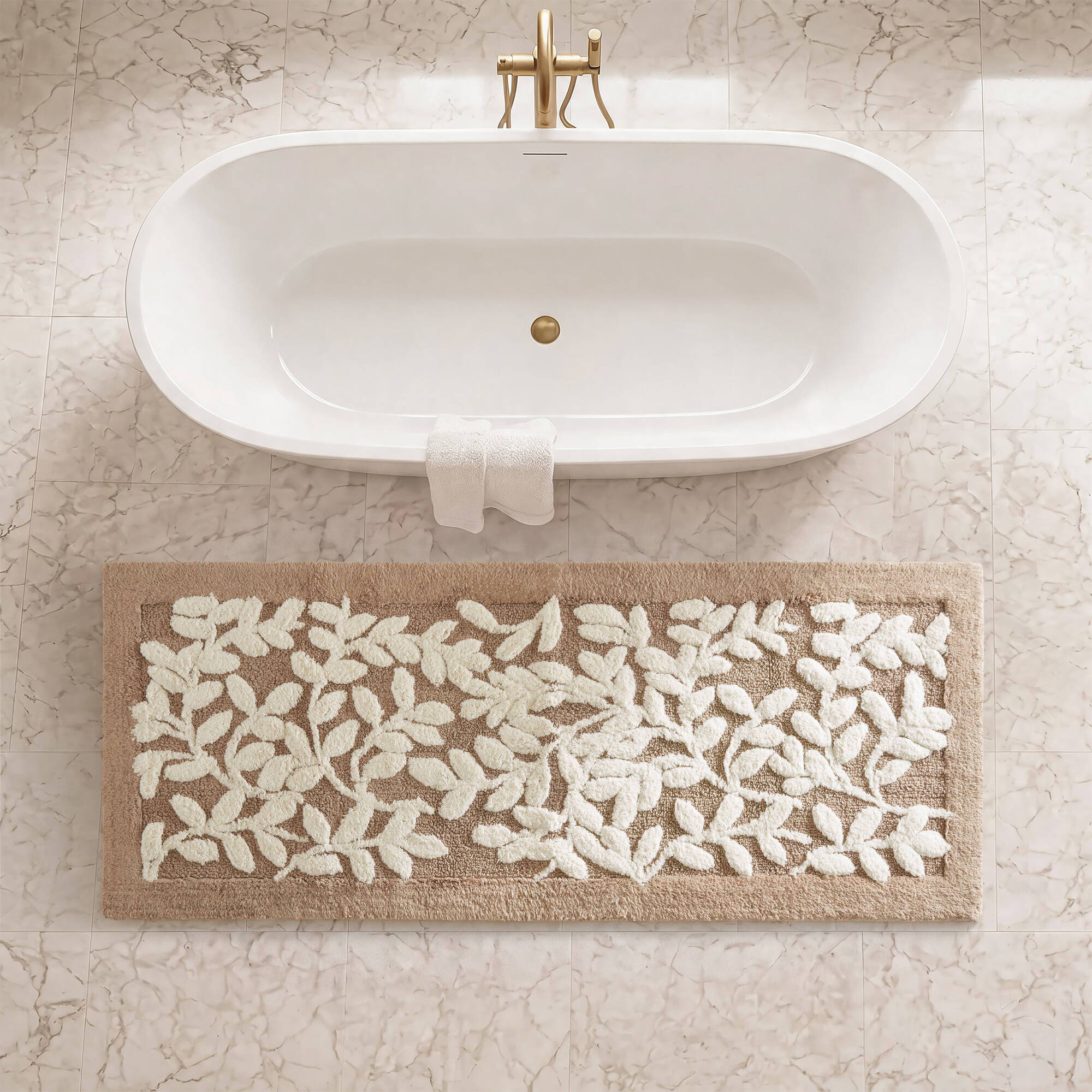 Serene - 60" x 24" Cotton Tufted Bath Rug - Mushroom