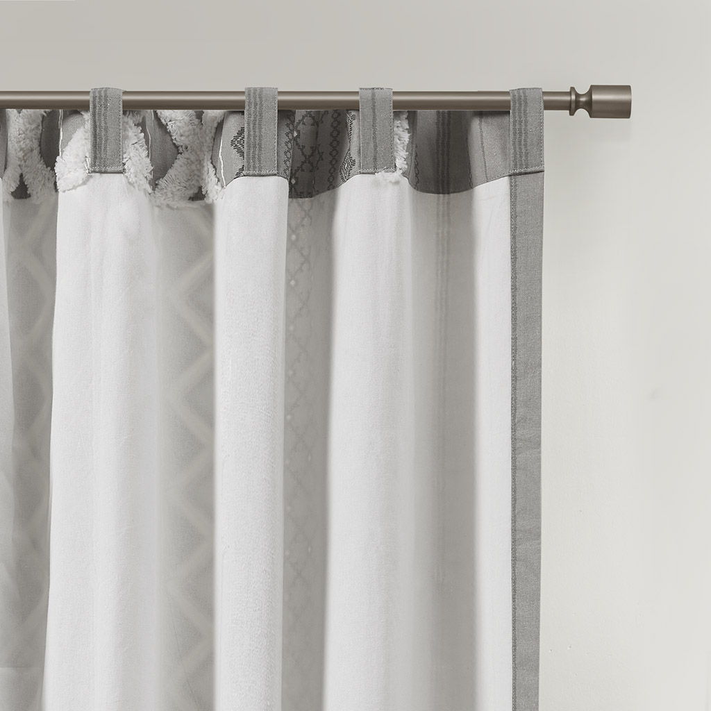 Imani - Printed Window Panel With Stripe And Lining - Gray