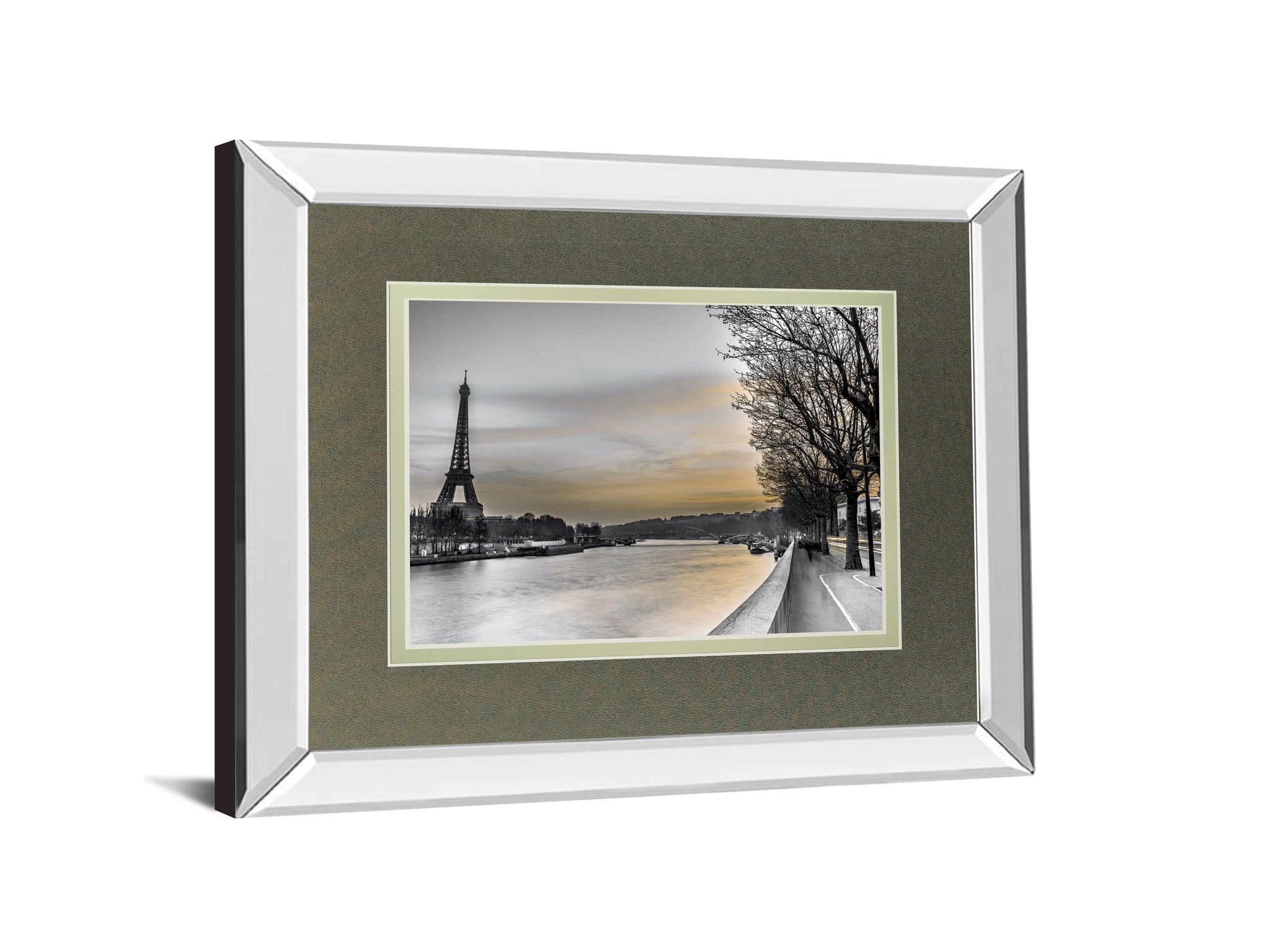 River Seine And The Eiffel Tower By Assaf Frank - Mirror Framed Print Wall Art - Gray