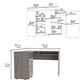 L-Shaped Desk Bradford, Keyboard Shelf, Light Gray Finish