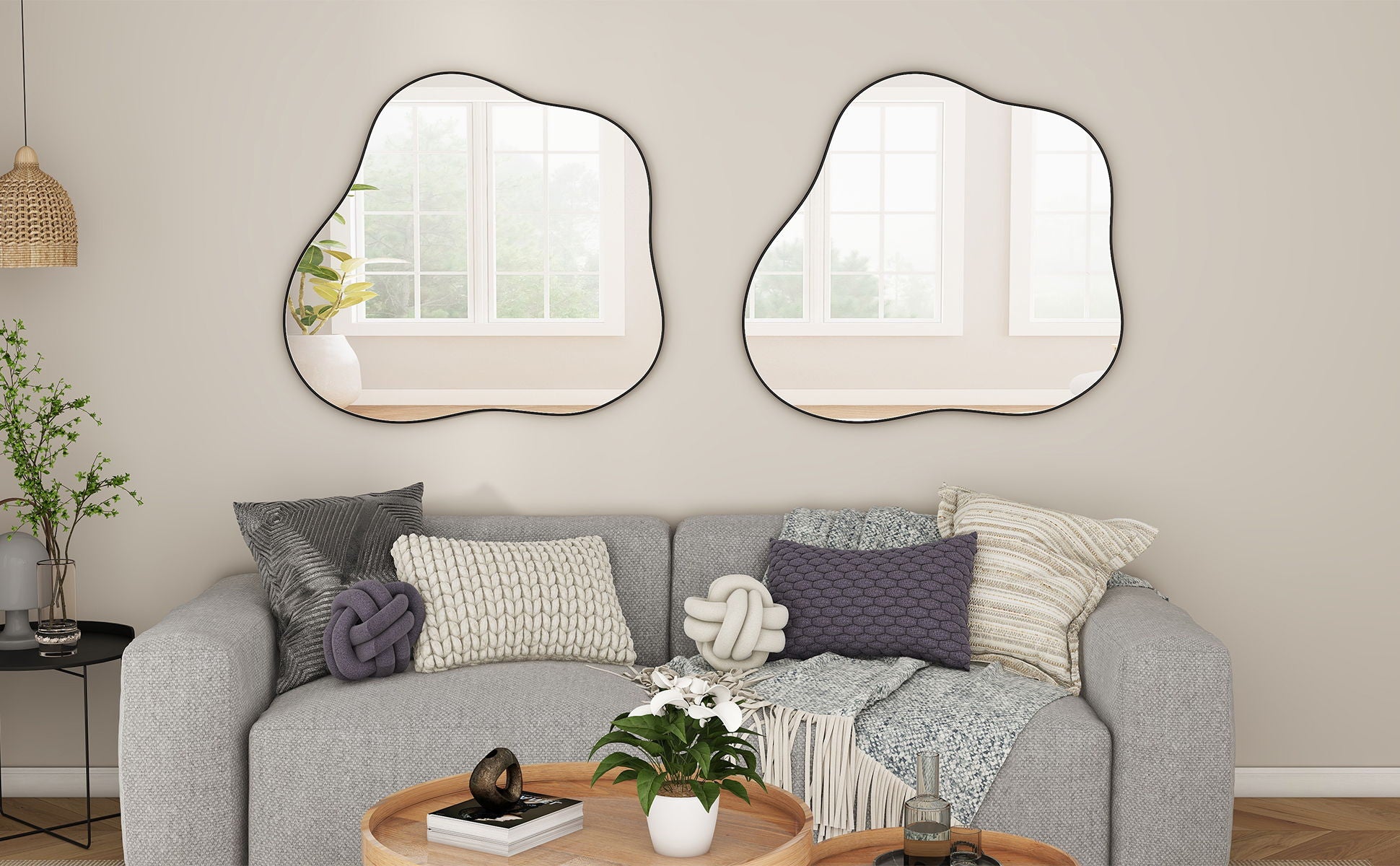 Cloud Shaped Metal Accent Wall Mirror - Black