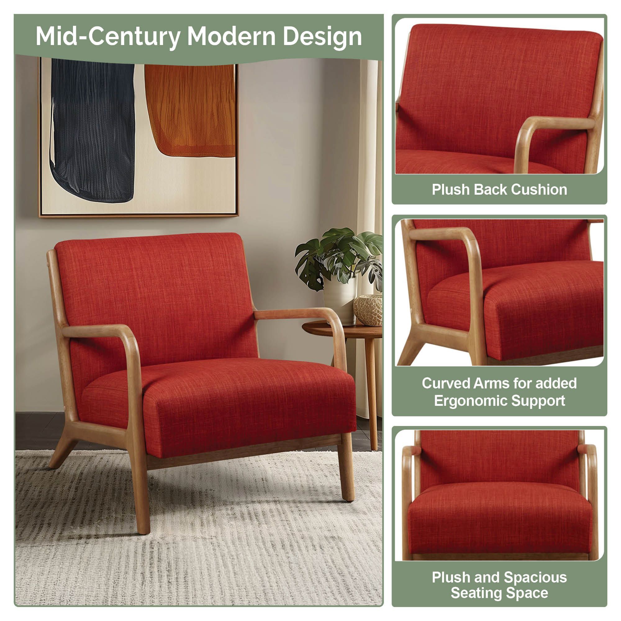 Novak - Mid-Century Modern Accent Armchair (Set of 2) - Spice