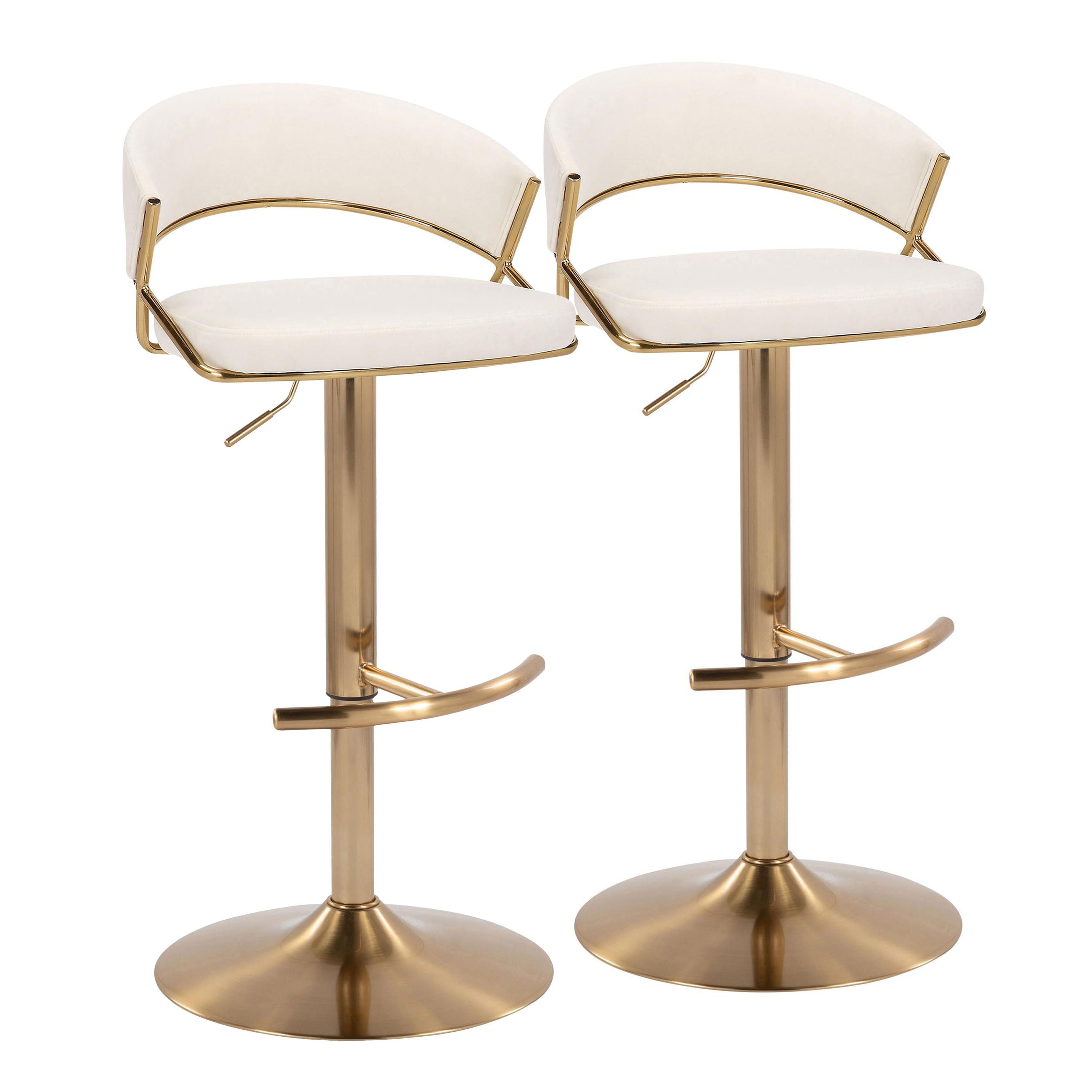 Jie - Contemporary Adjustable Barstool With Swivel With Rounded T Footrest (Set of 2)