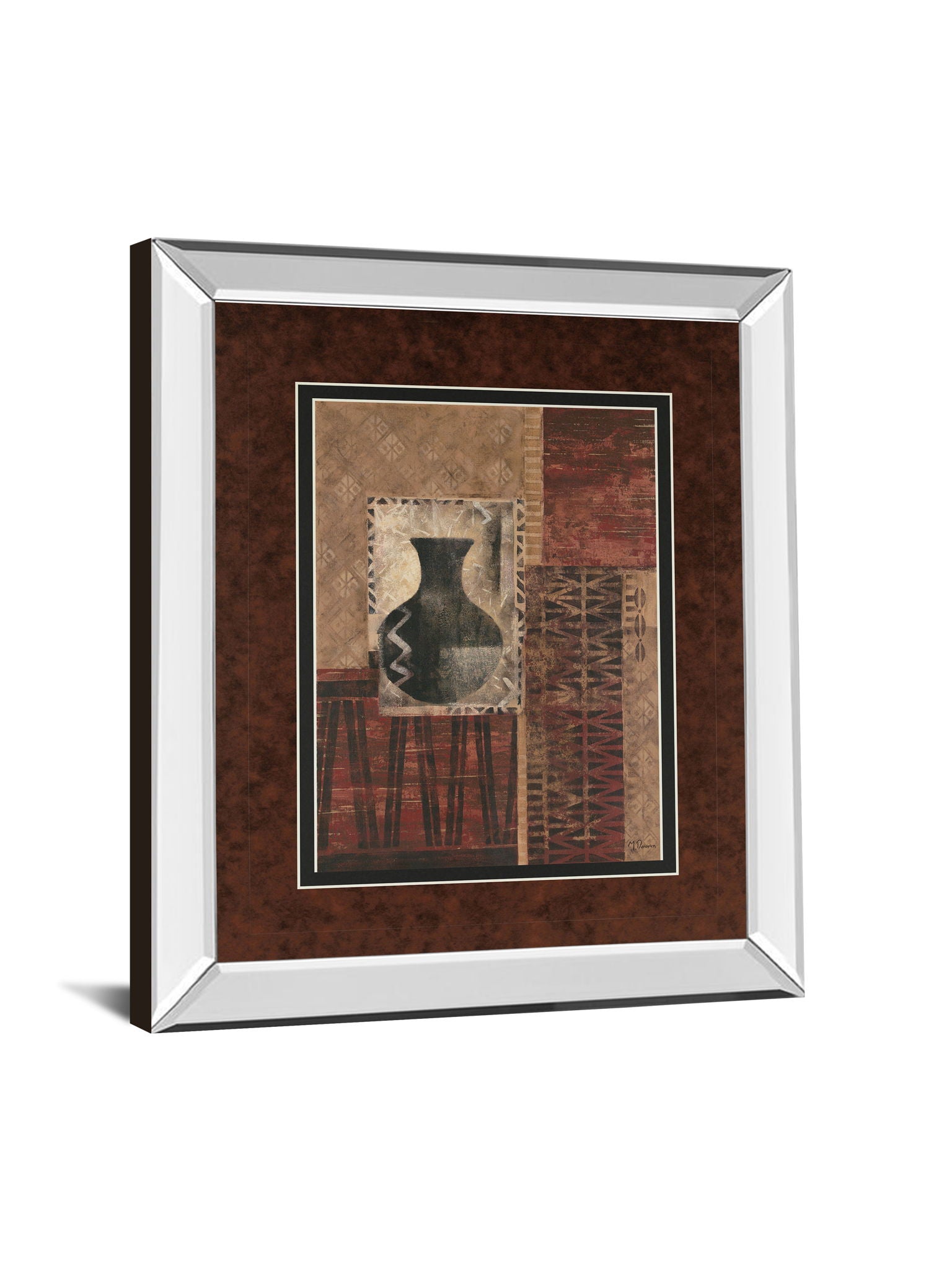 Artifact Revival I By Maria Donovan - Mirror Framed Print Wall Art - Dark Red