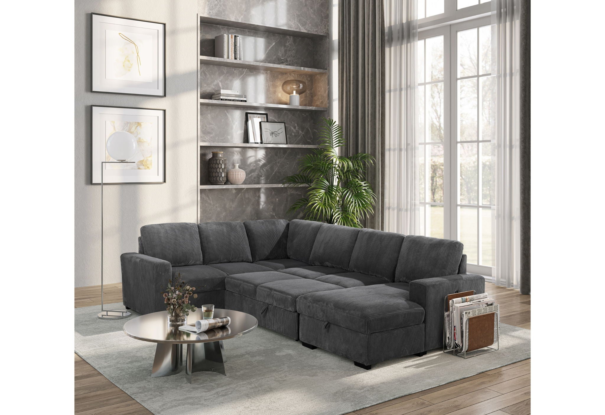 U2660 - Pullout Sofa Bed - Gray